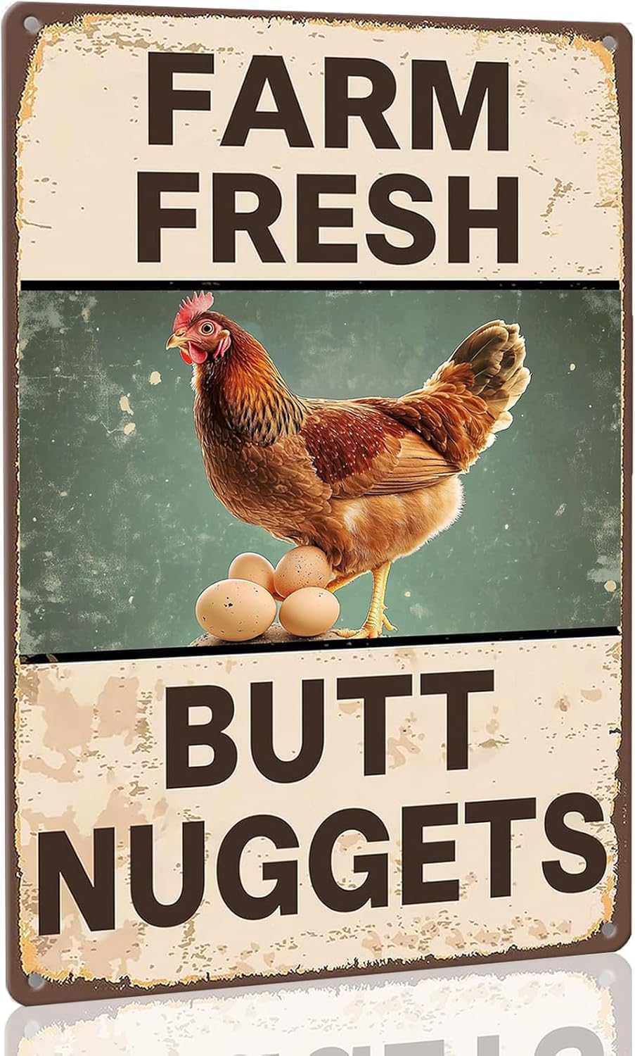 Farm Fresh Butt Nuggets Vintage Metal Tin Sign Posters Wall Art Aluminum Sign For Cafe Bar Garden Home Bathroom Decoration 6x8 inch