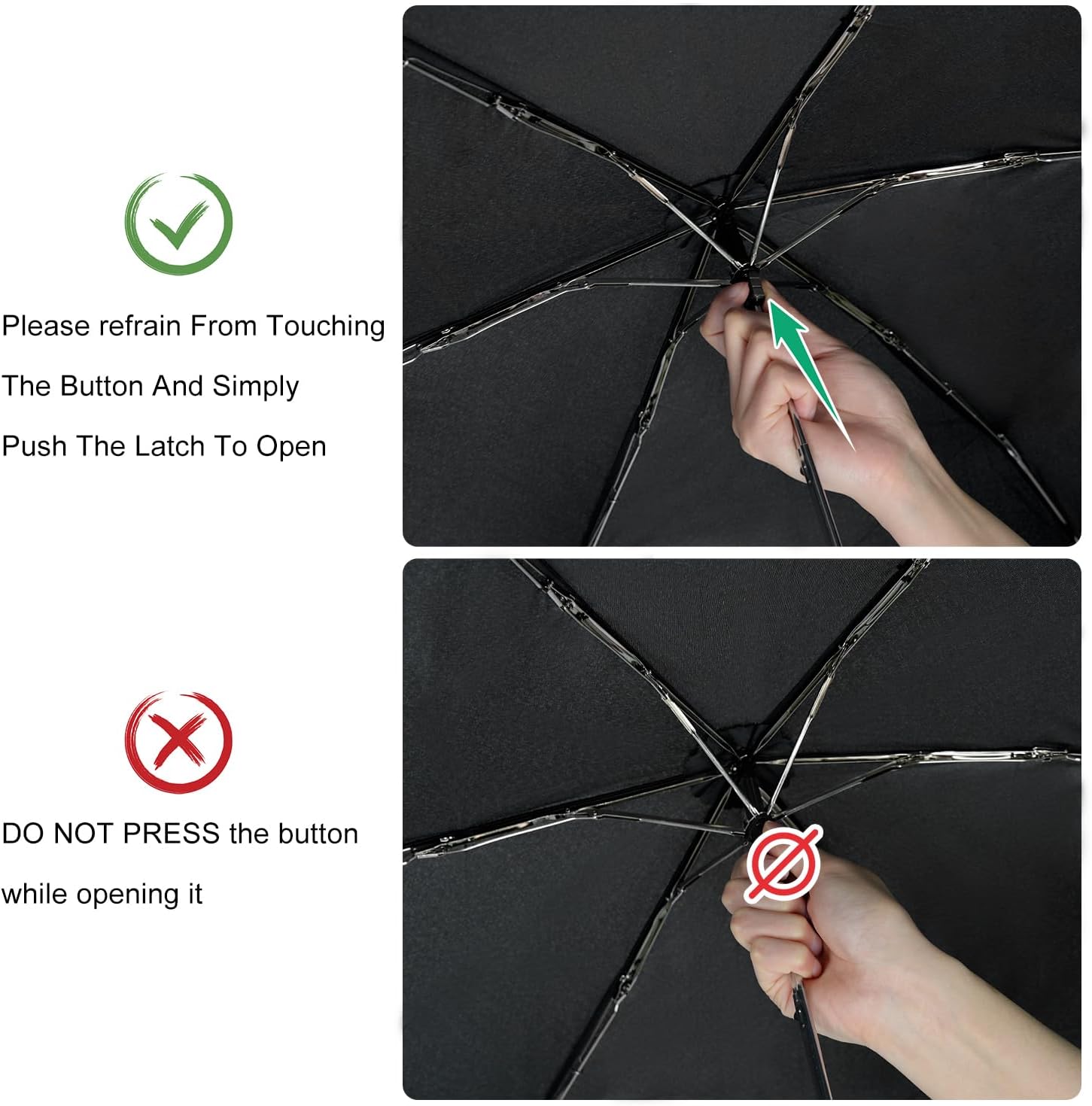 Lejorain Travel Mini Umbrella for Purse - Black Compact Durable Cool Teflon Light Weight Flat Backpacking Umbrella Portable Paraguas