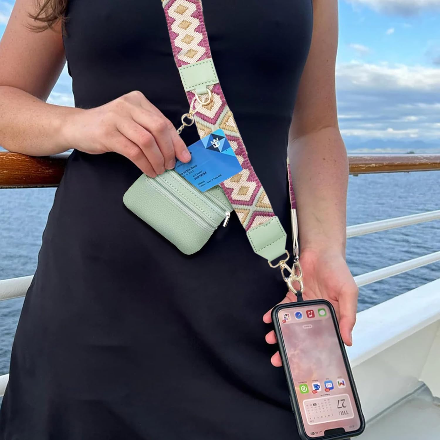 Organizador para Teléfono Móvil Con Bolsillo Con Cremallera, Cadena Universal y Correa para Colgar, Bolsa de Clip — view 2