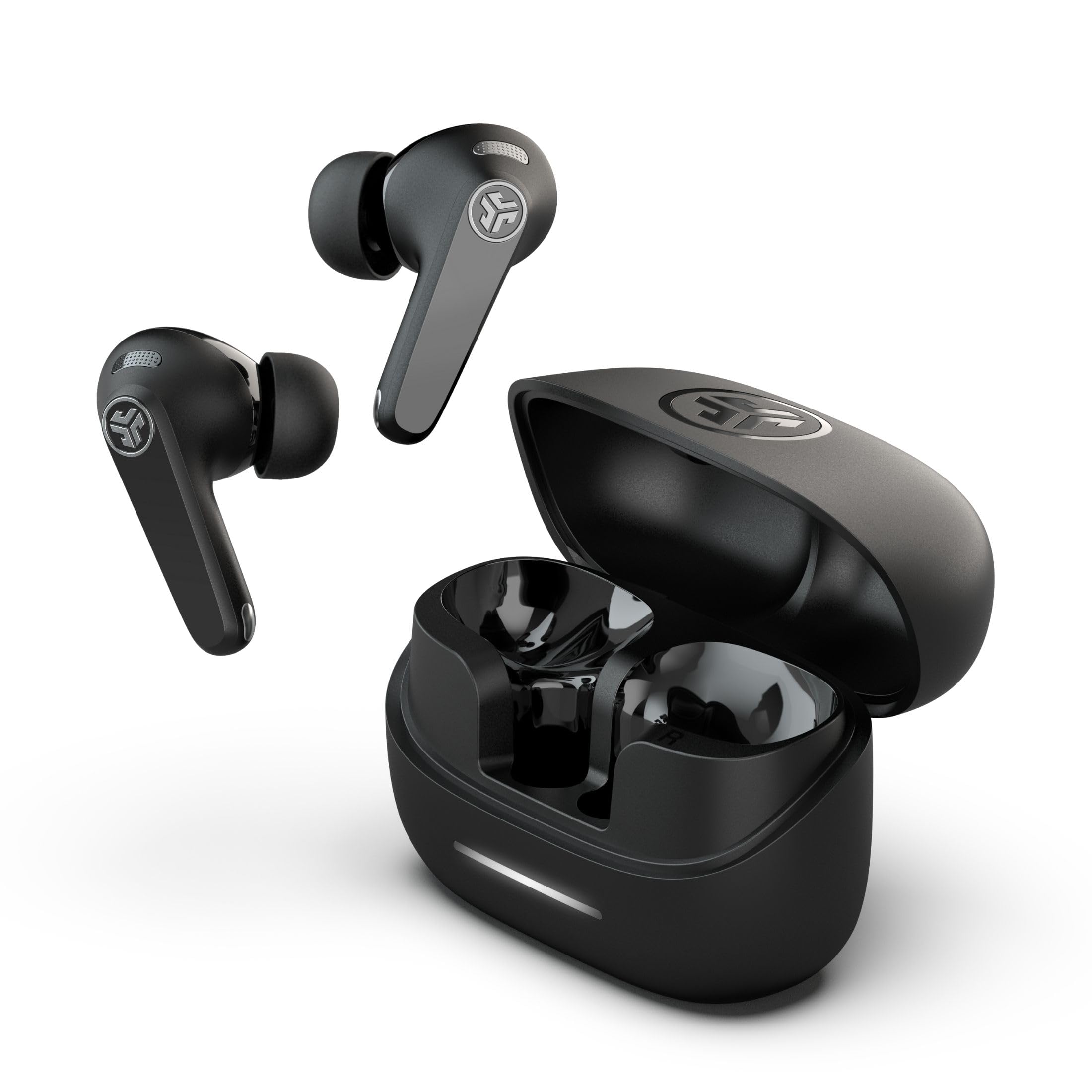 JLab JBuds Pods ANC In-Ear Kopfhörer Bluetooth mit Noise Cancelling - Kabellose Earbuds mit 56+ Std. - Hybrid-Geräuschunterdrückung, Multipunt, IP55, Individueller Sound, klare Anrufe, Schwarz