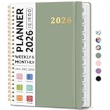 2026 Planner&comma; Weekly and Monthly Calendar Planner Book&comma; January 2026 - December 2026&comma; Hardcover Spiral Planner with Monthly Tabs&comma; Notes Pages&comma; Perfect for Women & Men&comma; A5 &lpar;6&period;4" x 8&period;5"&rpar; - Green