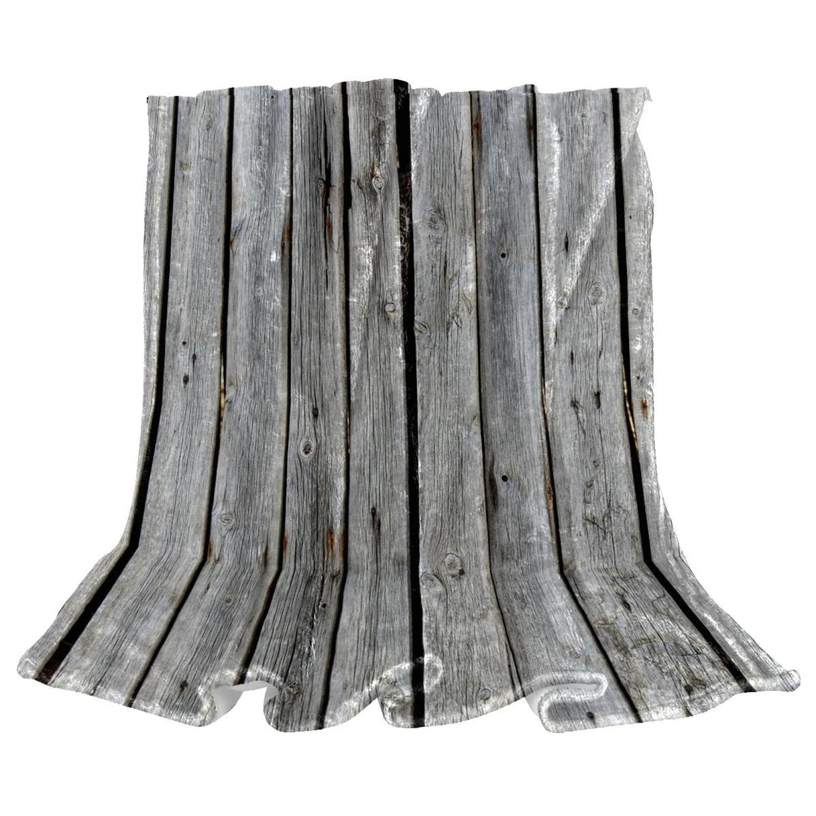 Couverture microfibre douce haut de gamme plaid polaire gris en bois 150x130
