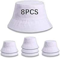 DASSNANE Bulk Blank Sublimation Bucket Hats - Solid Color DIY for Men Women, UPF 50+ UV Sun Protection, 8PCS Pack