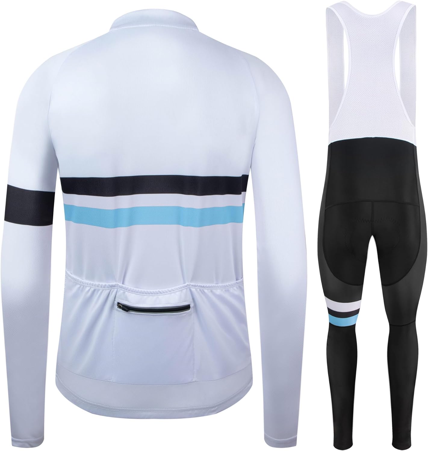 CR Winter Men's Cycling Jersey Long Sleeves Thermal Fleece Bike Jersey + Bib Pants, Winter Cycling Clothing Set for Men