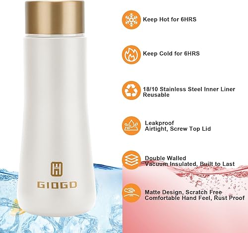 Miniatura 5 de Botella térmica pequeña delgada con aislamiento al vacío de 6.1 fl oz6.1 onzas, botella de agua térmica de acero inoxidable, termo para bebidas