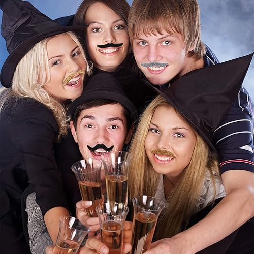Miniatura 3 de 36 piezas de barba de bigotes falsos, accesorios de disfraz autoadhesivos, novedad, bigote, suministros de fiesta para fiesta de máscaras (negro)