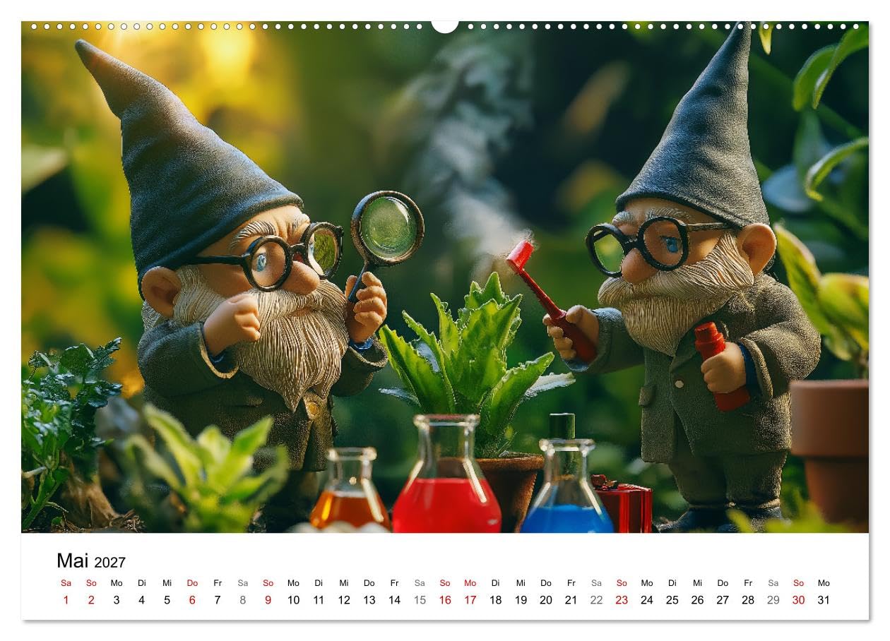 CALVENDO - Berufe der Gartenzwerge (Wandkalender 2027 DIN A2 quer), Monatskalender: Gartenkalender mit lustigen Gartenzwergen in Berufen - i für Gartenliebhaber, Familien und Kinder. Humorvoll, kreati
