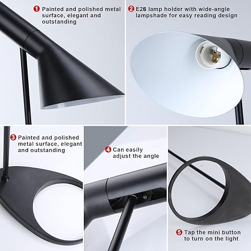 Miniatura 8 de LUSTORM 1 Lámpara de pie alta negra para sala de estar, luces de soporte de metal modernas para lámparas de esquina de oficina, lámpara de pie LED