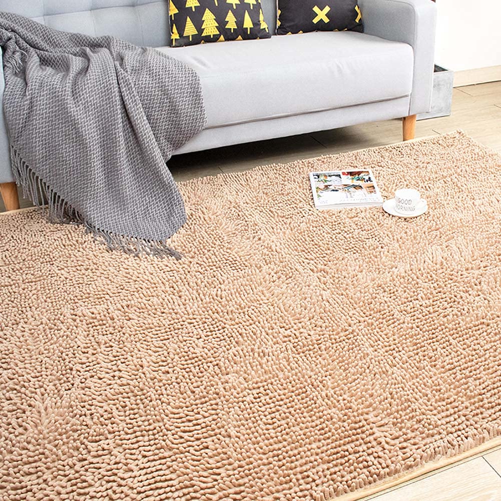FYUN großer Badezimmerteppich, lang, 80 x 160 cm, ultraweich, Chenille-Teppiche, rutschfest und wasserabsorbierend, Badewannen-Bodenmatte für Badezimmer, Schlafzimmer, Küche, Beige