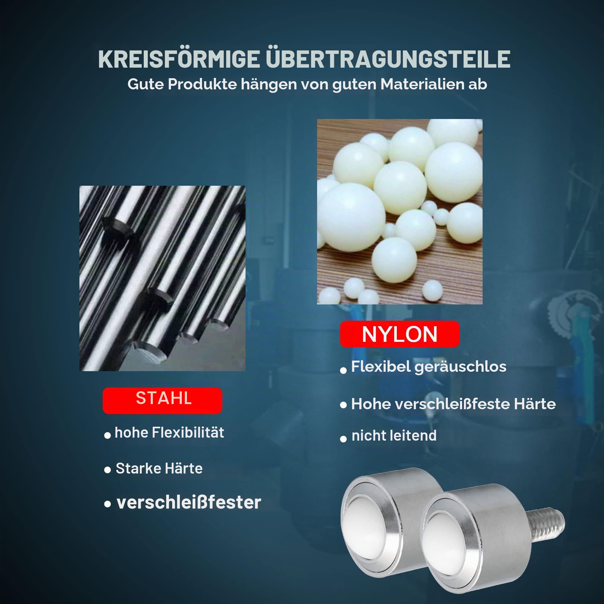 6 Stück Nylon Kugellager 1,5 cm 45,9 kg Tragkraft