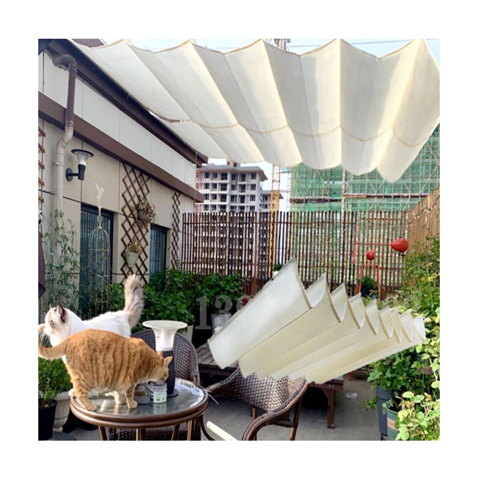 Voile d'ombrage rétractable pergola terrasse câble métallique auvent amovible