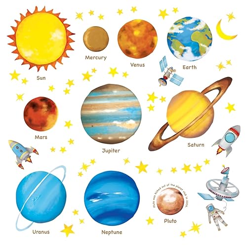 Decowall DW-1307 Planets in The Space - Adhesivos de pared para niños pegatinas de pared extraíbles para niños