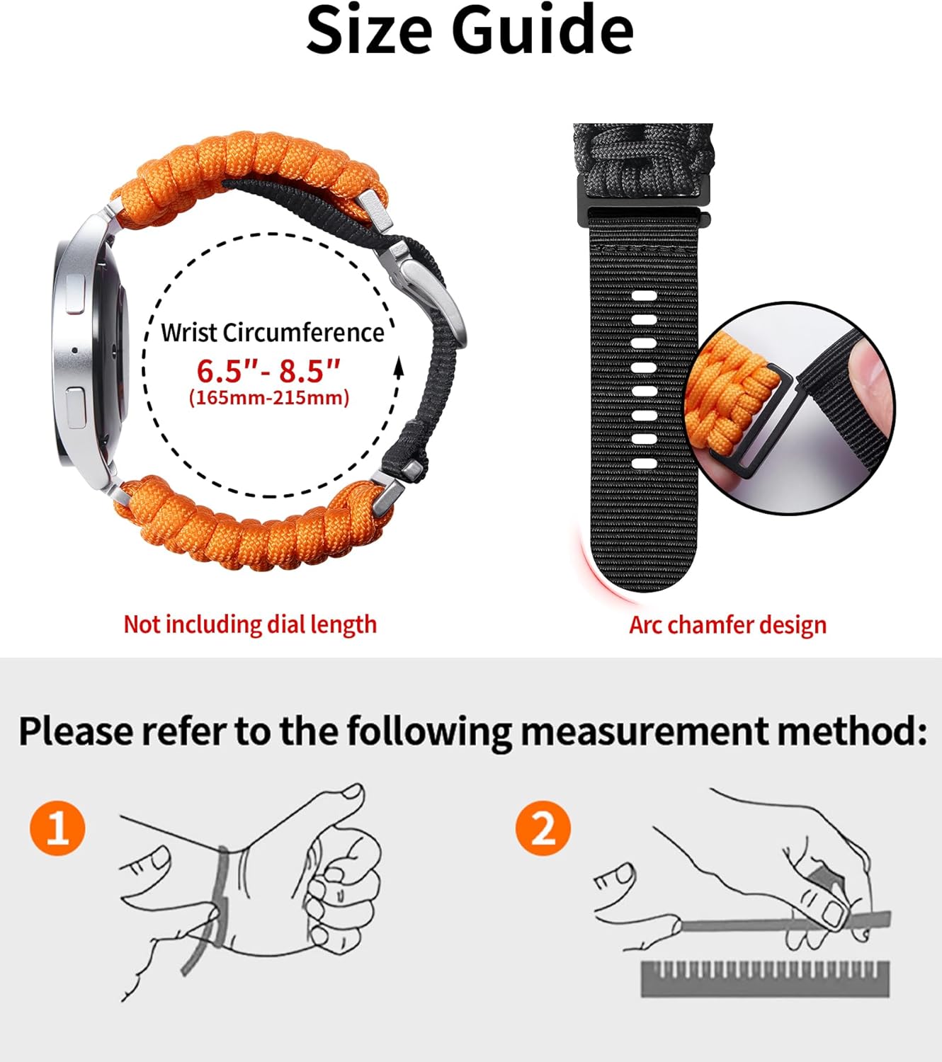 BINLUN Braided Paracord Watch Band 18mm 20mm 22mm Quick Release Military Nylon Smart Watch Straps Replacement Compatible with Samsung Galaxy/Compatible with Garmin/Fit for Amazfit for Men