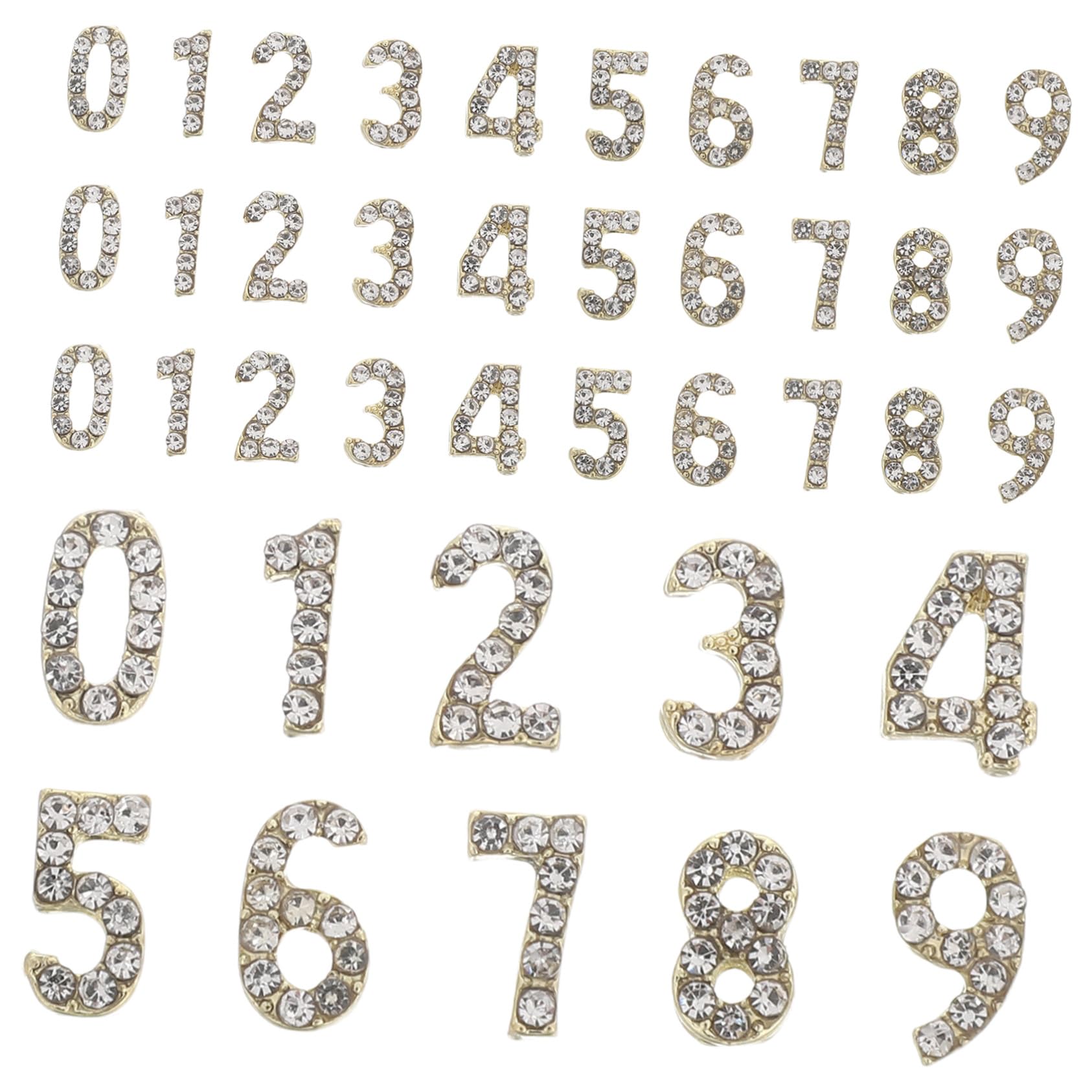 VALICLUD 100 Pezzi Charms Numeri per Unghie in Rhinestone Base in Ferro Elegante Decorazioni Nail Art con Numeri Arabi per Feste Matrimoni e Occasioni Speciali Accessori DIY Manicure