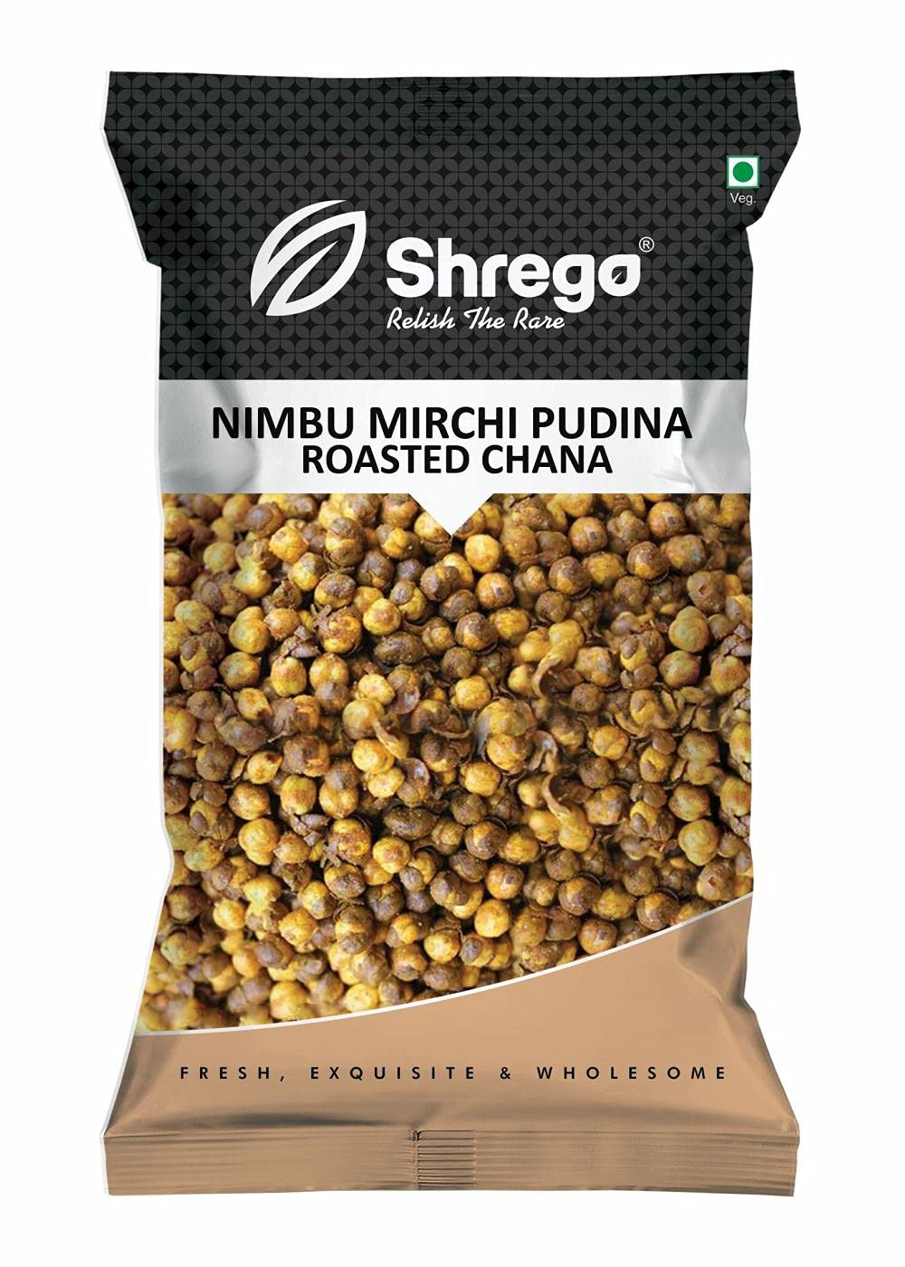 SHREGO Nimbu Mirchi Pudina Roasted Chana, Snack and Namkeen, Vacuum Packed (160 Gm)