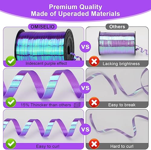 Miniatura 25 de Cinta rizadora morada – Cinta rizadora metálica brillante de 500 yardas para envolver regalos, globos, Halloween y fiestas de cumpleaños Cinta morada