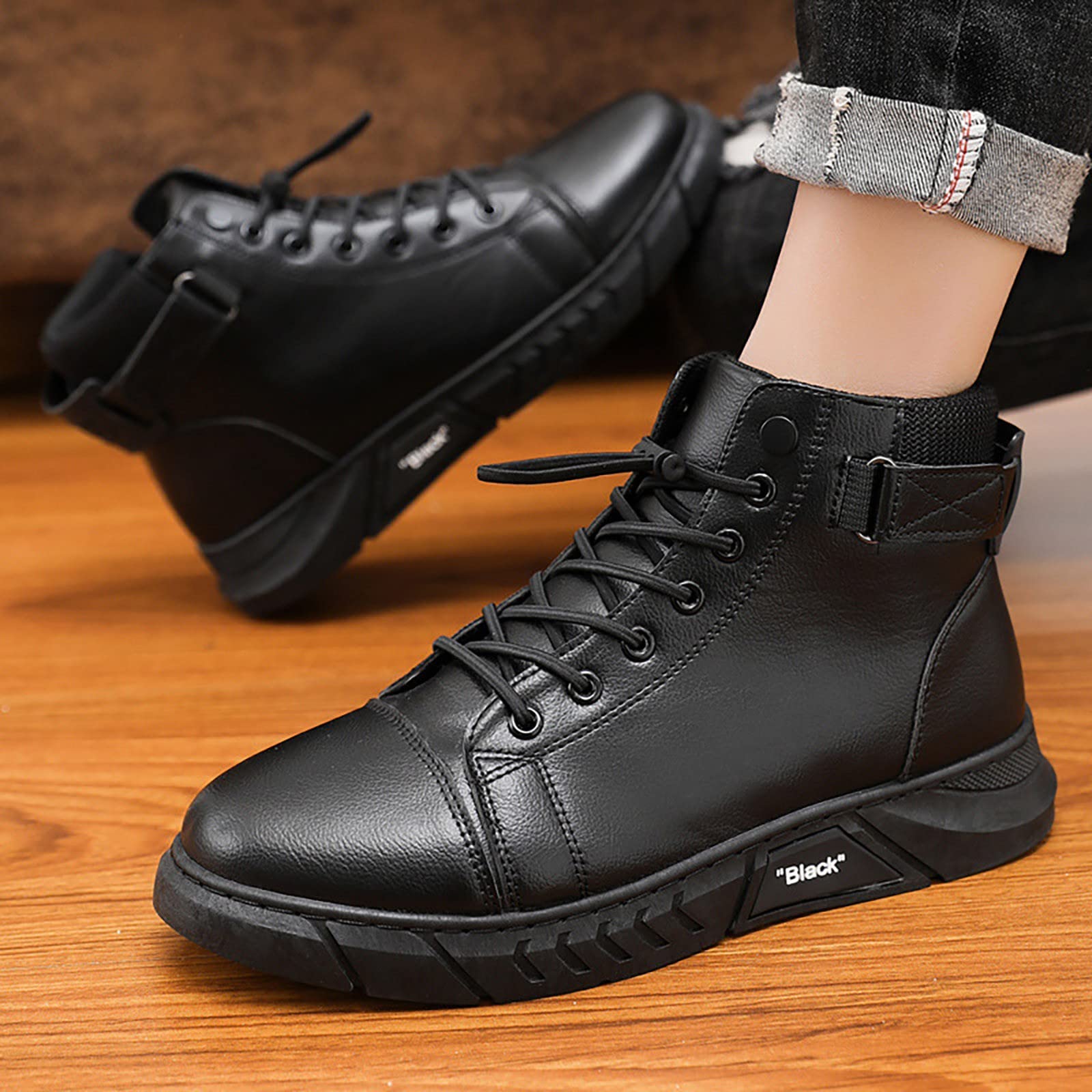 Produttore di Scarpe Casual da Uomo in Pelle Sintetica con Tacco Personalizzato Nero
