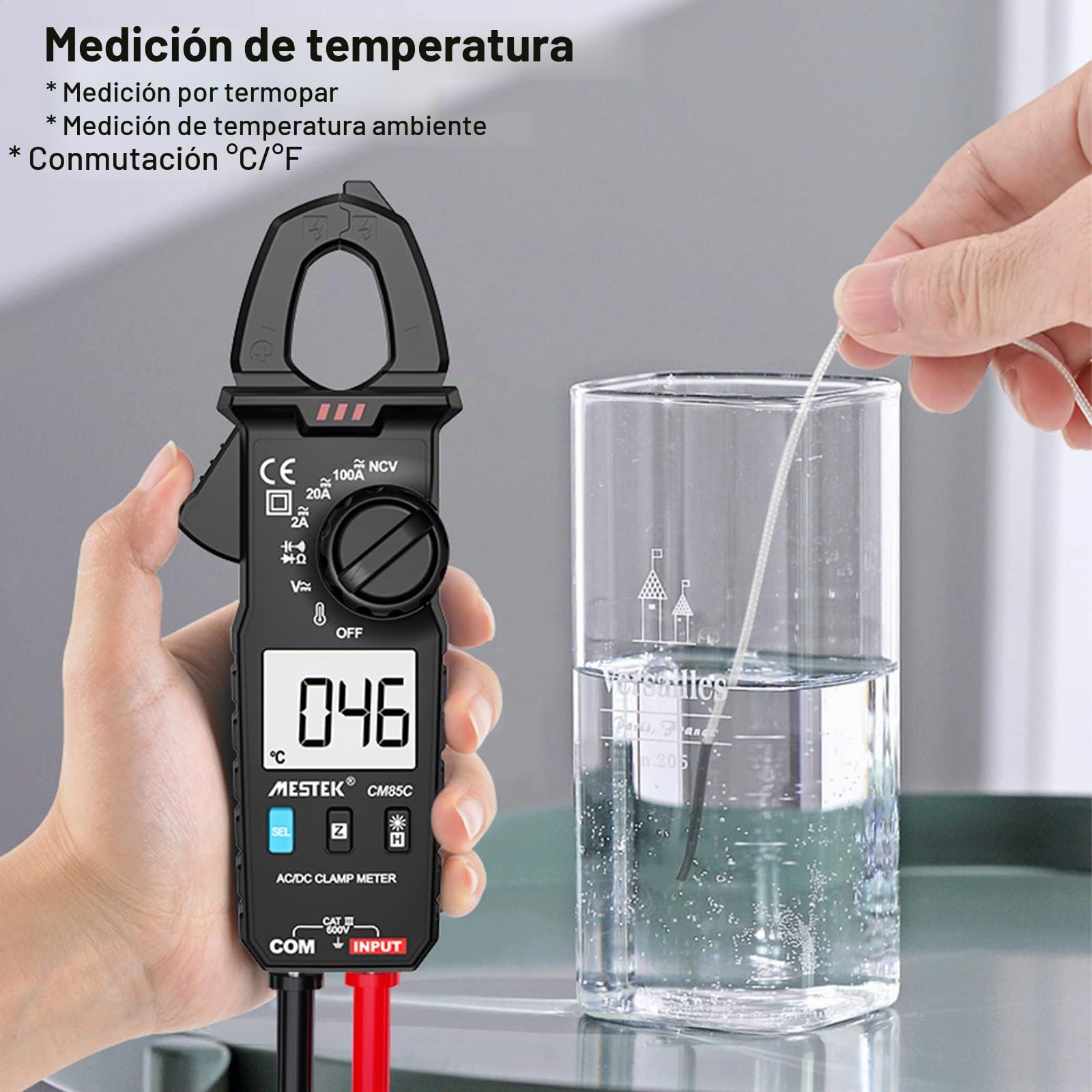 Pinza Amperimétrica Multimetro Digital MESTEK Mini Clamp Meter AC DC Polimetro Amperímetro Autorango T-RMS Medir CA/CC Voltaje y Corriente Resistencia Capacitancia Diodo Bateria Amp Ohm NCV Tester