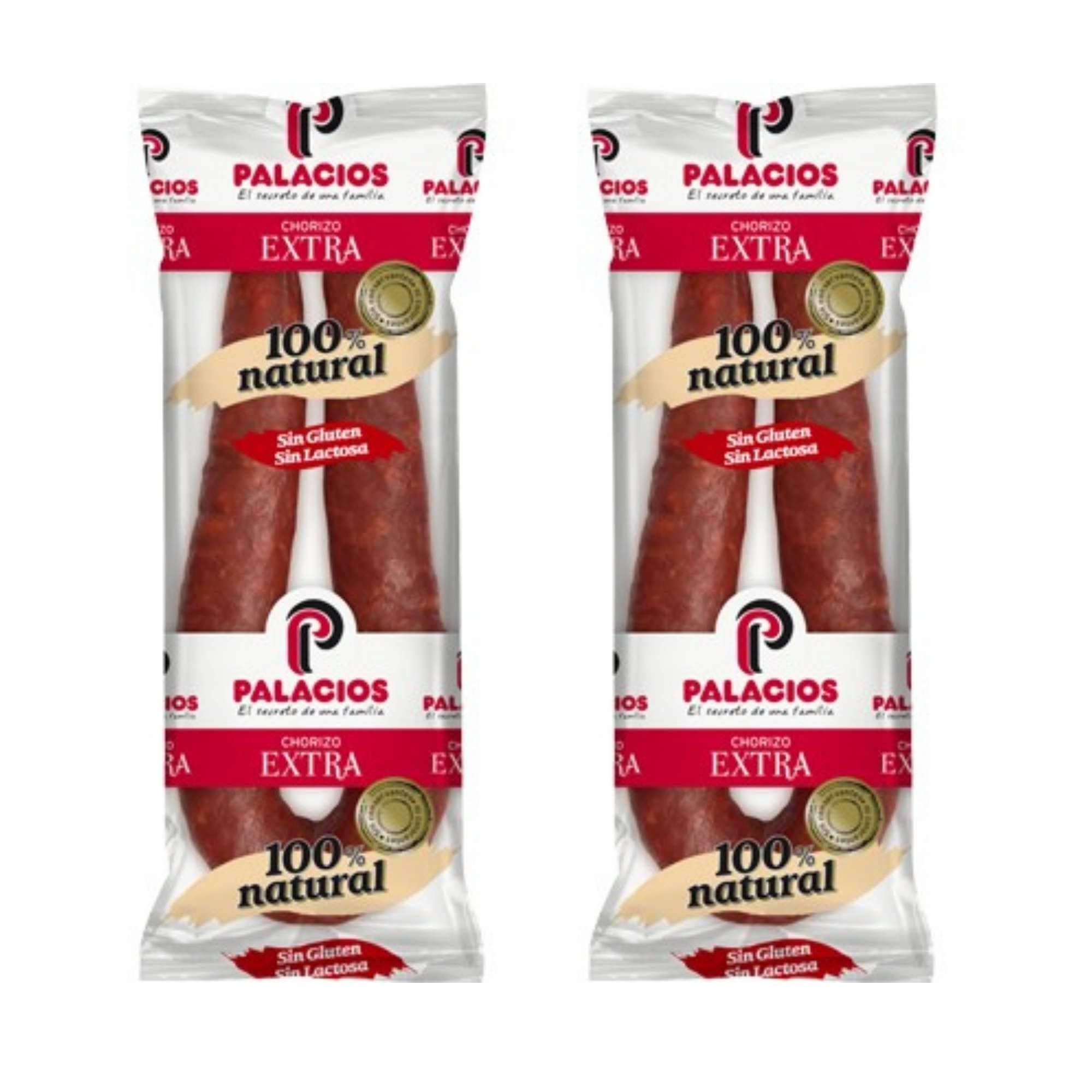 Chorizo Palacios Dulce Extra -Peso Aproximado 300 gramos Unidad - Chorizo Riojano - Sin Gluten Sin Lactosa (Lote 2 Chorizos Dulces)