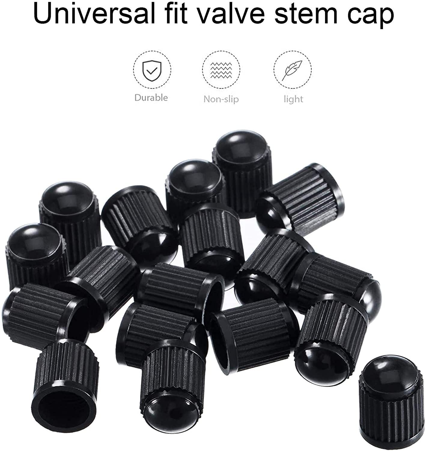 DELUX AUTOMOTIVE® Car Wheel Universal Tire Stem Covers Compatible for Cars, SUVs, Bike and Bicycle, Trucks, Motorcycles Heavy-Duty Valve Cap (Black, Pack of 100) 1