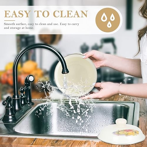 Miniatura 8 de DOITOOL Olla de cocina de cerámica pequeña olla esmaltada de esmalte con tapa, esmalte en acero redondo cubierto olla de sopa binaural olla de sopa