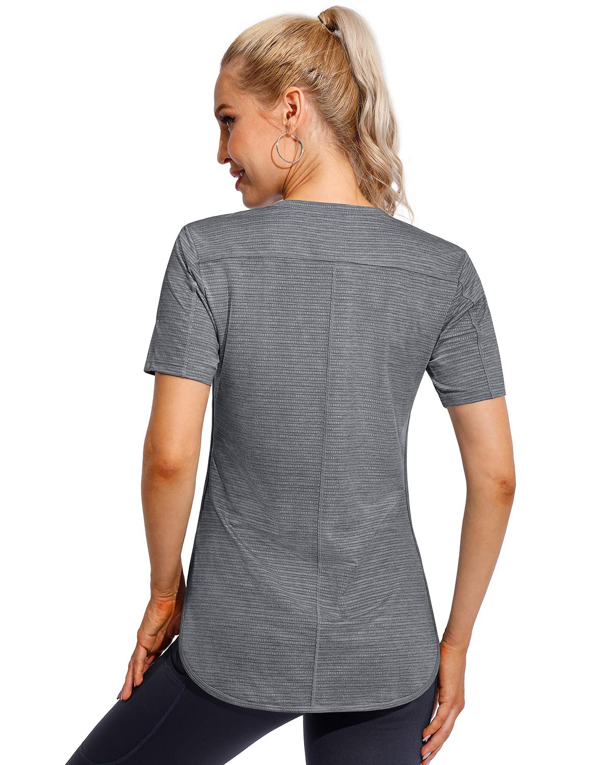 Athletic Shirts for Women Flowy Yoga Tops Short Sleeves Workout Tees with Side Split