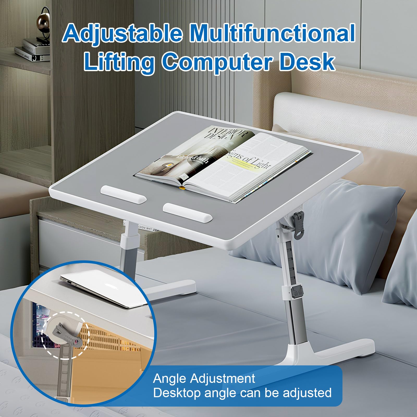 Verstelbare Laptoptafel - Laptopstandaard - Laptop Tafel Met Bekerhouder 55 5x32 5cm Opklapbaar