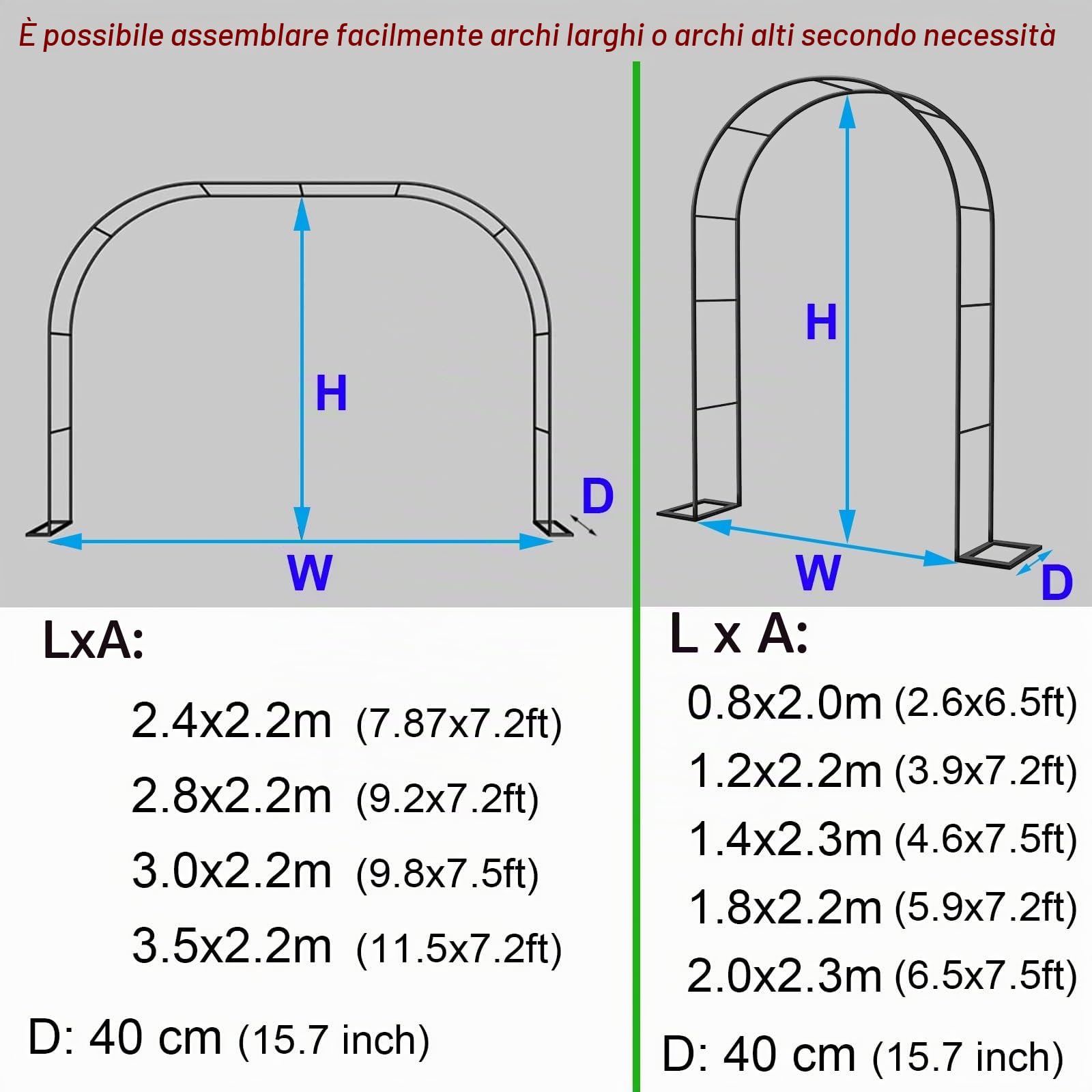 LIYI929GP ArcoPer Rampicanti Archi Giardino, Pergolati ArcoA Traliccio Pergolato, Resistente Alle Intemperie E Autoportante, ArcoSostegno In Ferro Battuto Robusto, Matrimoni Floreali All'aperto