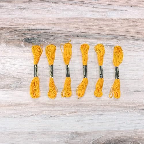 Paquete de hilo de bordar 6 madejas, 8.7 yardas cada una hilo de bordado amarillo para costura, pulseras de bricolaje, manualidades, tejido