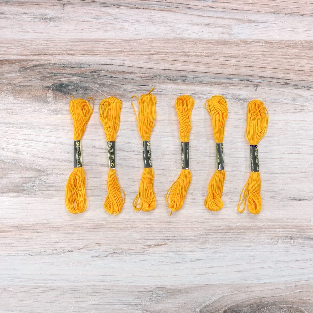 Embroidery Floss Pack – 6 Skeins, 8.7 Yards Each – Yellow Embroidery Floss for Needlework, DIY Bracelets, Crafting, Weaving