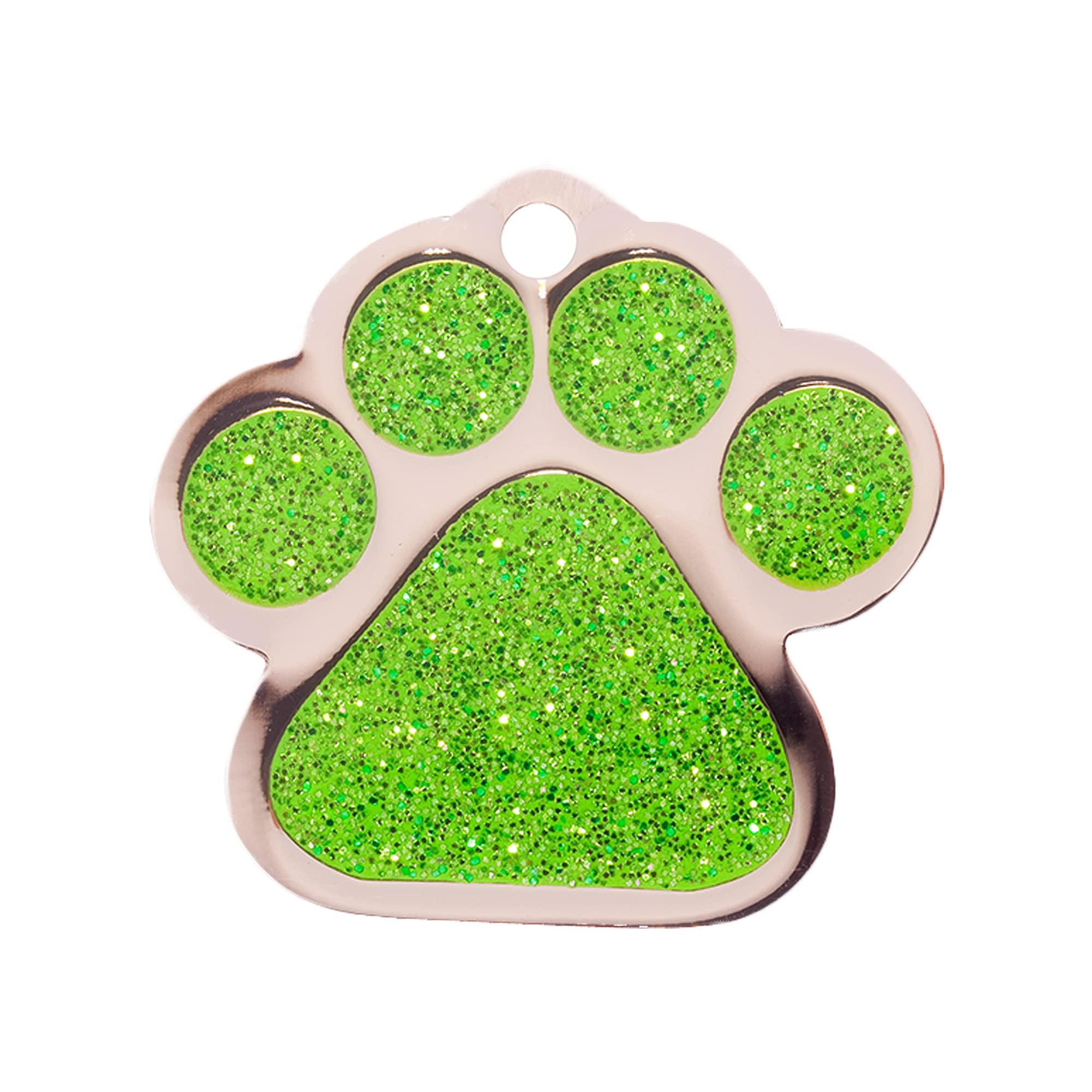 Bow Wow MeowBWM Fashion Personalized Pet ID Tags Dog Tags | Dog Tag for Pets Laser Engraved & Personalised | ID Tags for Dogs & Cats | Durable, Strong & Deeply Engraved - Small Paw Print, Green