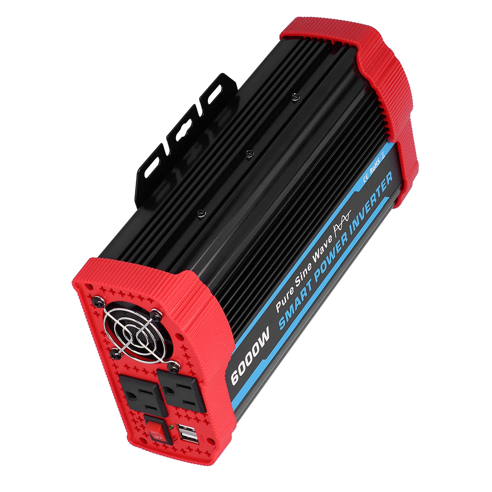 Inverter di potenza di picco 6000W continuo/12000W, convertitore DC 12V a 220V-240V AC 4 Ventole di raffreddamento integrate, inverter universale a onda sinusoidale pura per veicoli 12V