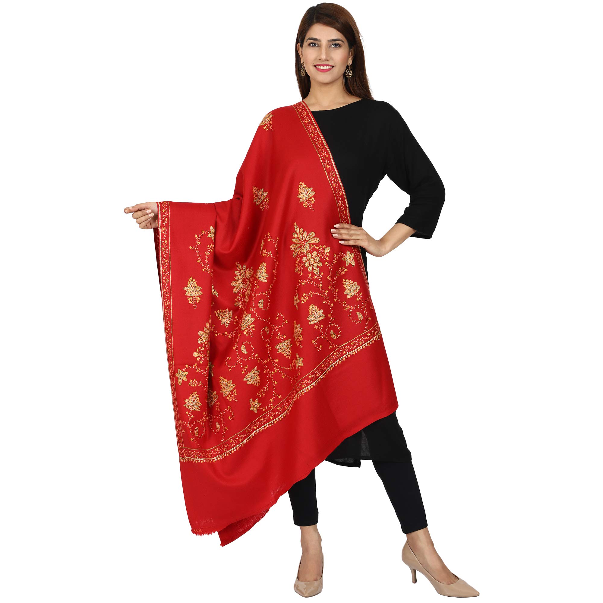 Women's Kashmiri Hand Embroidered Pure Wool Shawl-image-18