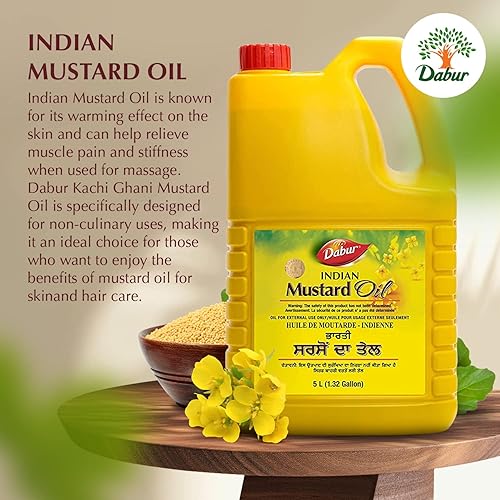 Miniatura 8 de Dabur Aceite de mostaza Kachi Ghani - Aceite de grado terapéutico sin refinar de semillas de mostaza para la piel, el cuidado del cabello y el