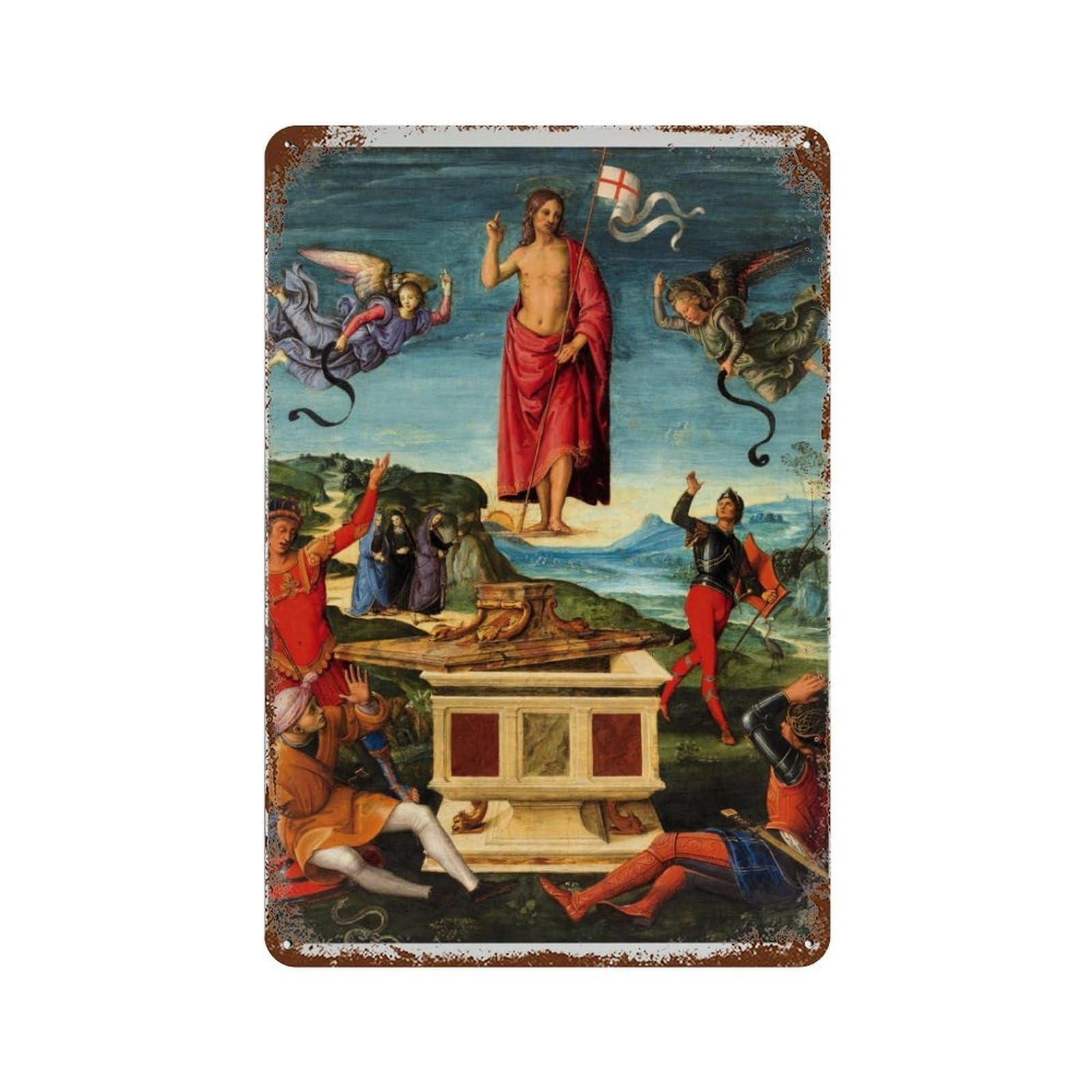 xiaoxiaoshen Vintage Resurrection of Jesus Christ Painting， Christian Wall Decor Art Metal Tin Poster Modern Home Decor Art Home Bar Shop Decorations Vintage Sign 30x20cm