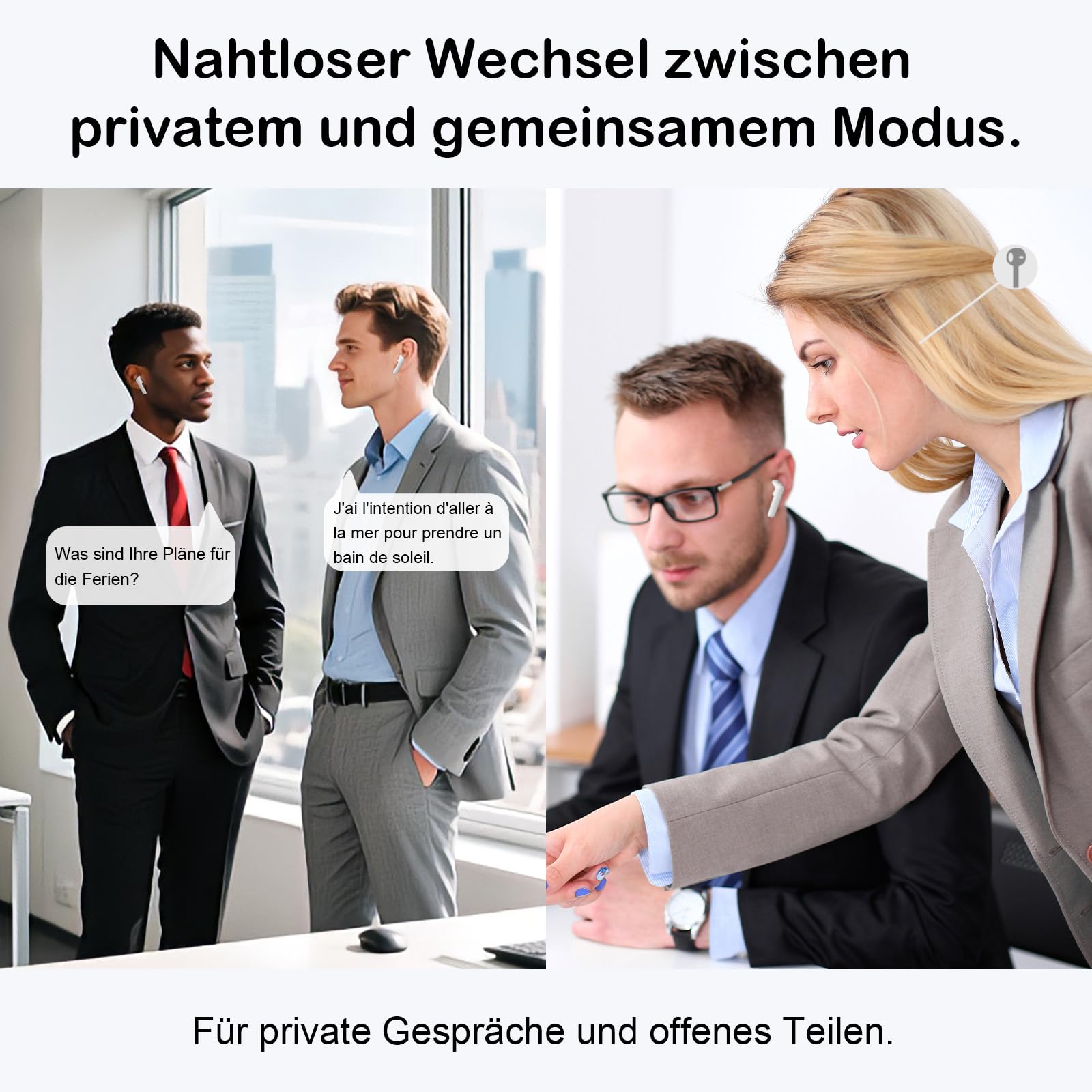 KI 2-in-1 Übersetzer kopfhörer, 16 Sprachen beliebig gegenseitig offline übersetzen ohne App/WLAN, Übersetzer mit 144 Online-Sprachen, A8 Übersetzer für Reisen/Business