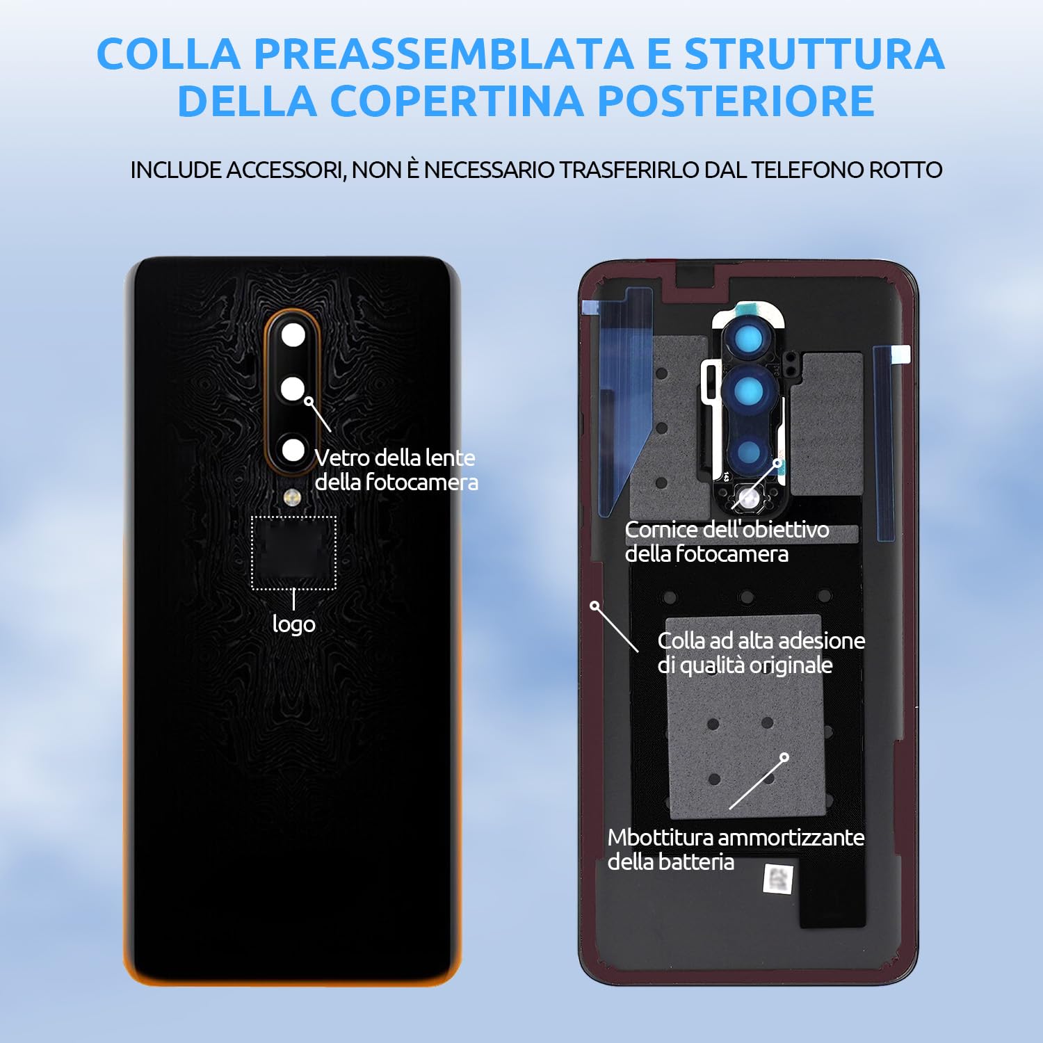 Eonpam Scocca Vetro Posteriore Per OnePlus 7 Coperchio Copribatteria Sostituzione Con Vetro Fotocamera Kit Di Riparazione (Rosso - Foto 7