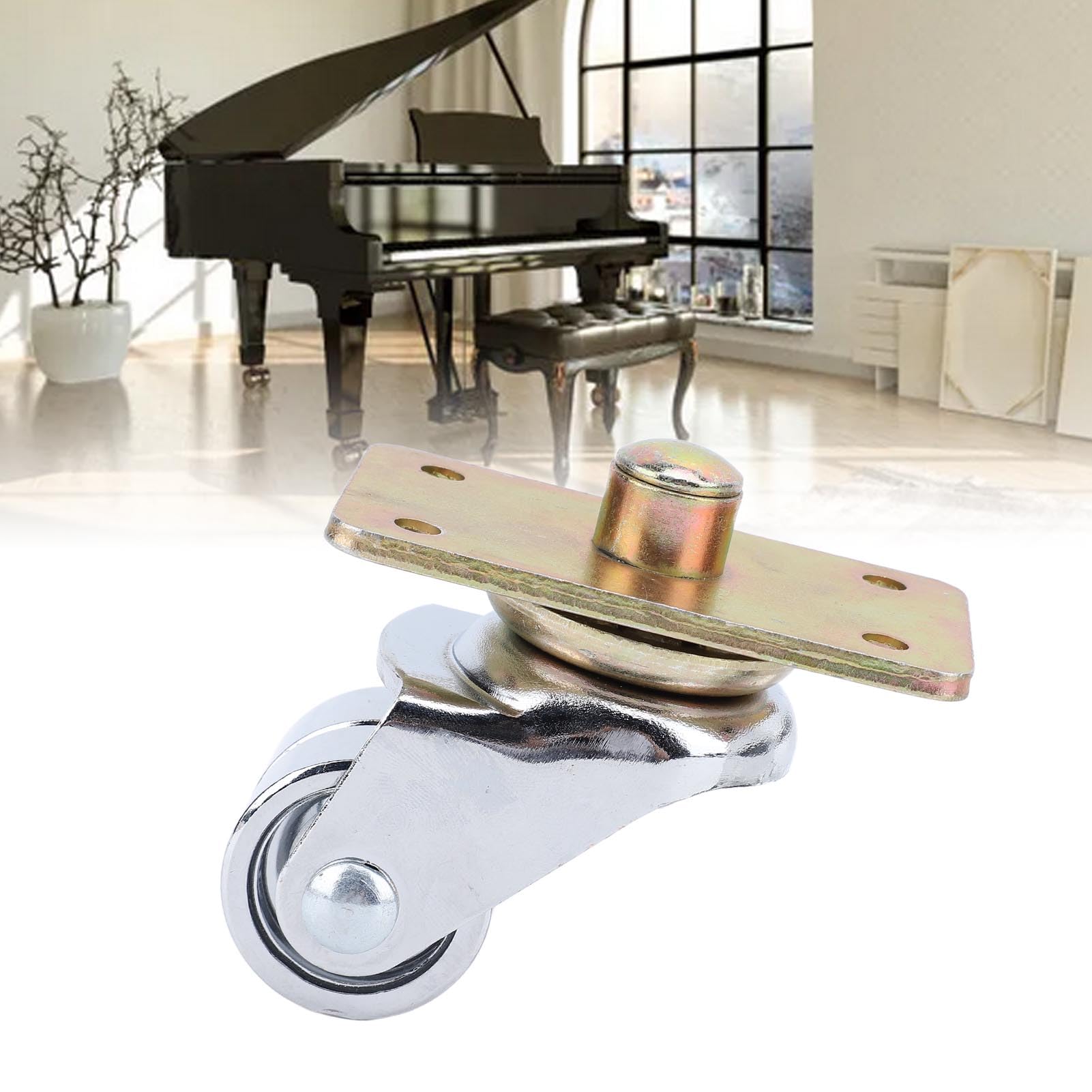 Natudeco Upright Piano Wheel 360 Degree Iron Rotation Caster with Top Plate Installation Hardware for Piano Frame Home Furniture Bookshelf Sofa