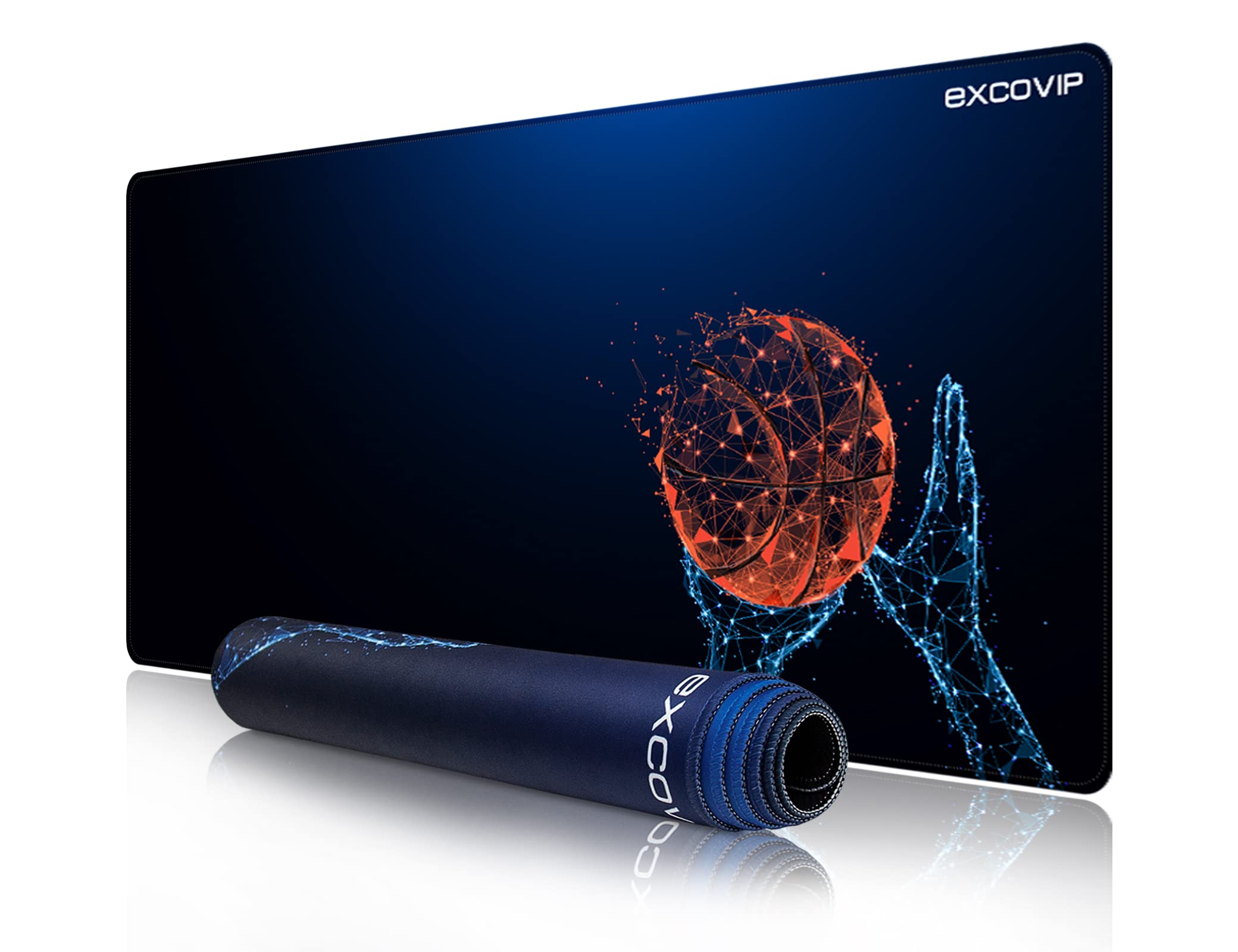 EXCOVIP Extended Gaming Mouse Pad XXL,Anti-Skid Mousepad Large Keyboard Mouse Pad Desk Mat with Stitched Edges (900x400mm,Basketball Pattern) 7775