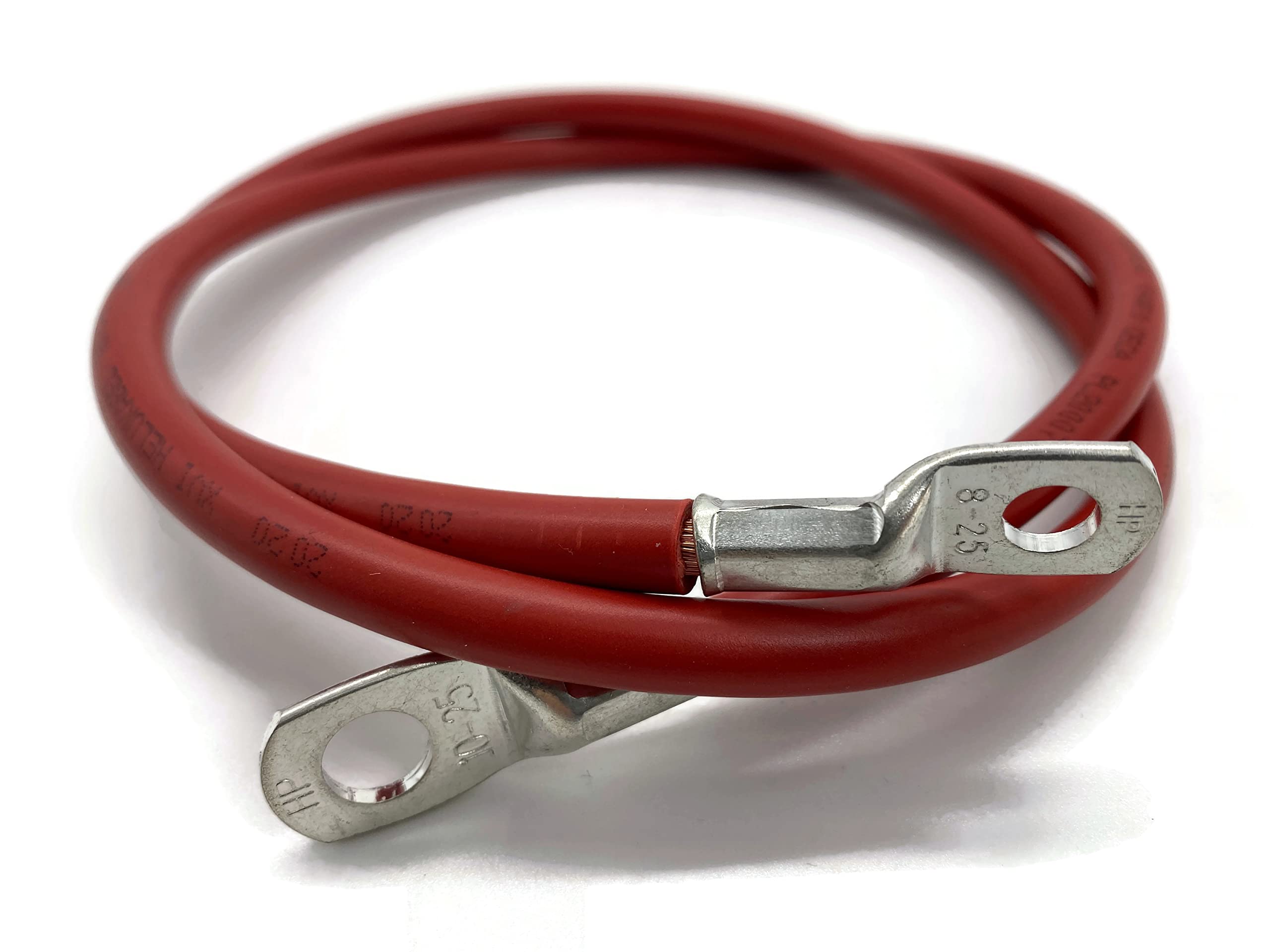 eXODA Batteriekabel 25 mm² 100cm Kabelschuhe M8 und M10 Rot flexibel und hochwertig für Auto Boot Motorrad geeignet mit hohem Kupferanteil temperaturbeständig bis 70°