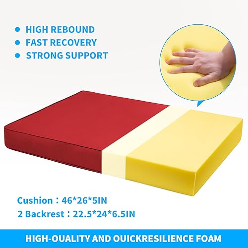 Miniatura 2 de Cojines para muebles de exterior, cojines de sofá de exterior de 3, cojines de sofá de dos plazas para exteriores, 46 x 26, borgoña