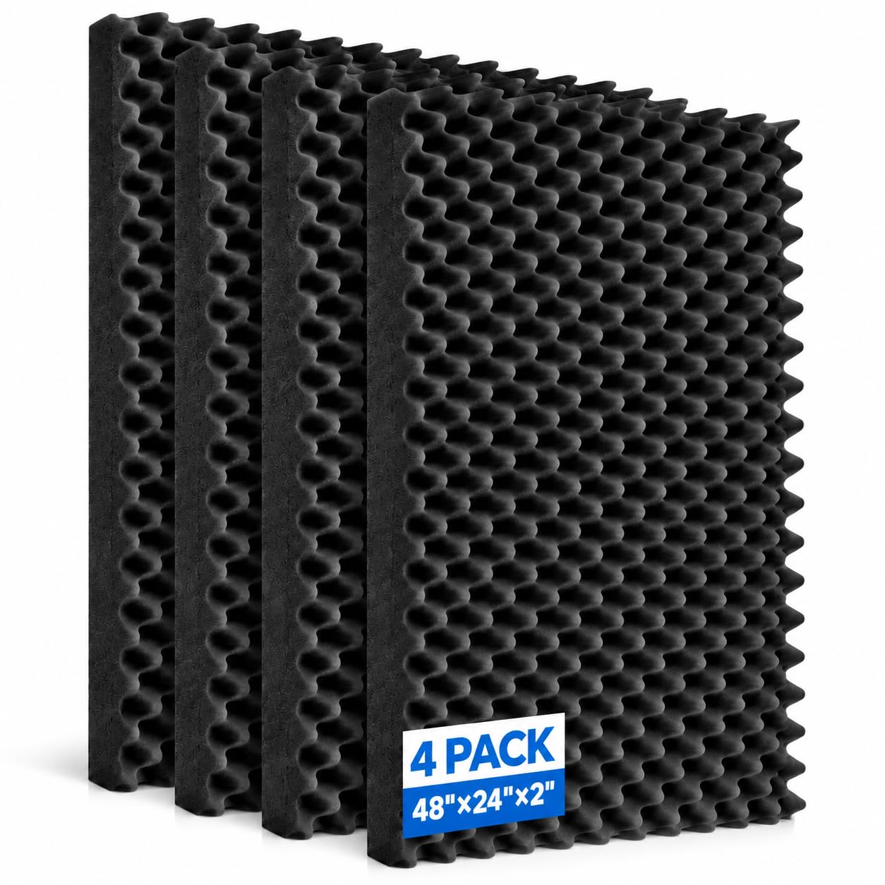 4 Pack Egg Crate Acoustic Foam Panels, 48 x 24 x 2 in