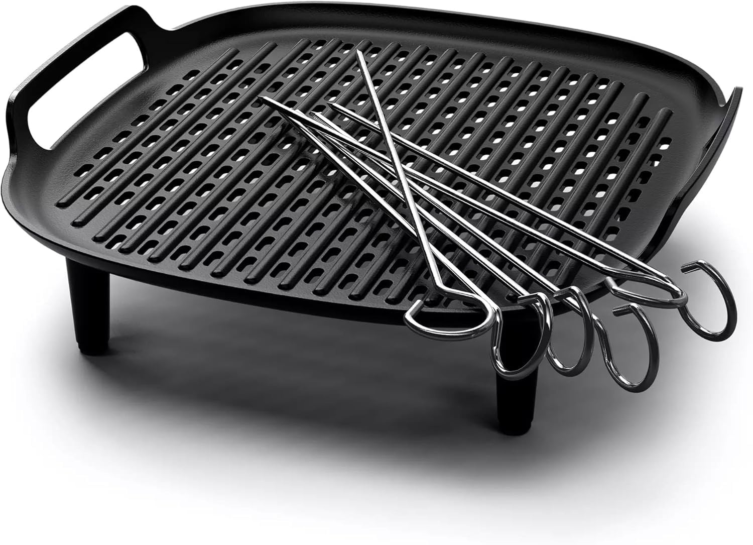 Philips Airfryer XXL zestaw akcesoriów do grilla nieprzywierająca płyta grillowa dwuwarstwowa akcesoria 6 szaszłyków do zmywarki do naczyń, aplikacja receptur HomeID czarny (HD9959/00