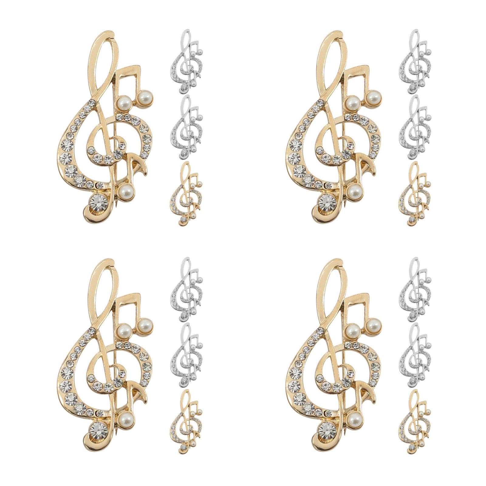 16 Musiknoten Brosche mit Strass Eleganter Anstecker für Anzug Schal und Pullover Langlebiges Legierungsmaterial Stilvolles Schmuckaccessoire für Hochzeit Party und Musiker