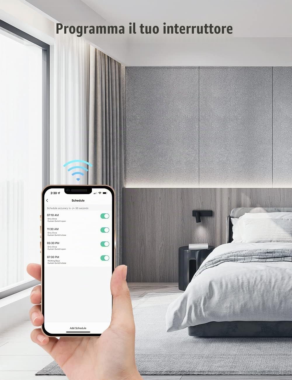 Interruttore Intelligente Tapparelle, Etersky Alexa Interruttore WiFi per Avvolgibili Tapparelle, Funziona con Alexa e Google Home, Controllo touch, Telecomando con App【Richiede Filo Neutro】4 Pezzi