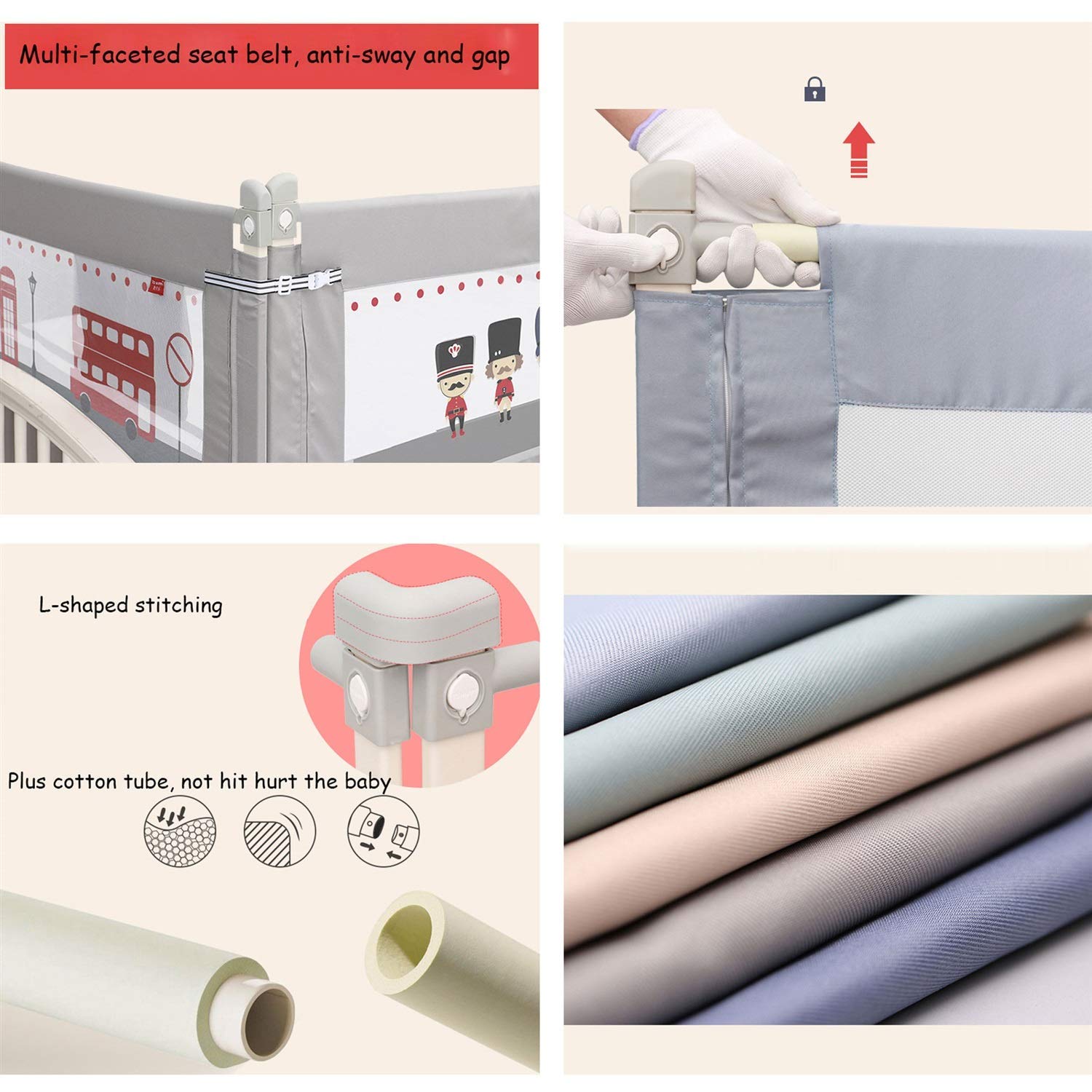 Parque Infantil para Bebés Valla para Bebés, Rieles para Camas Rieles para Camas para Niños Barandilla para Cama Valla De Seguridad Elevador (Tamaño: Estilo A-1.8M)