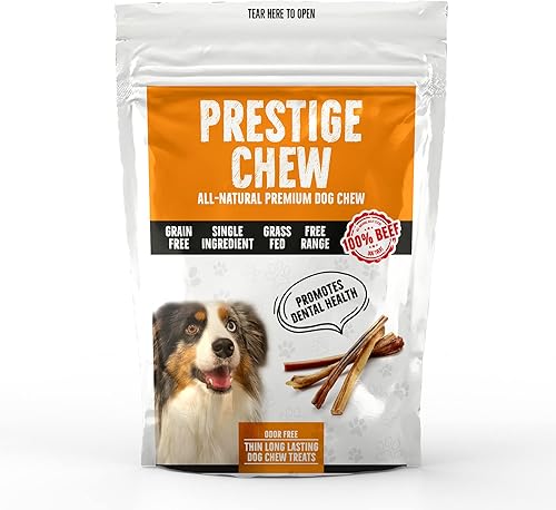 Prestige Chew Paquete de 6 palitos de 6 pulgadas, palito de carne natural para perros, sabrosos dulces dentales de larga duración, huesos de