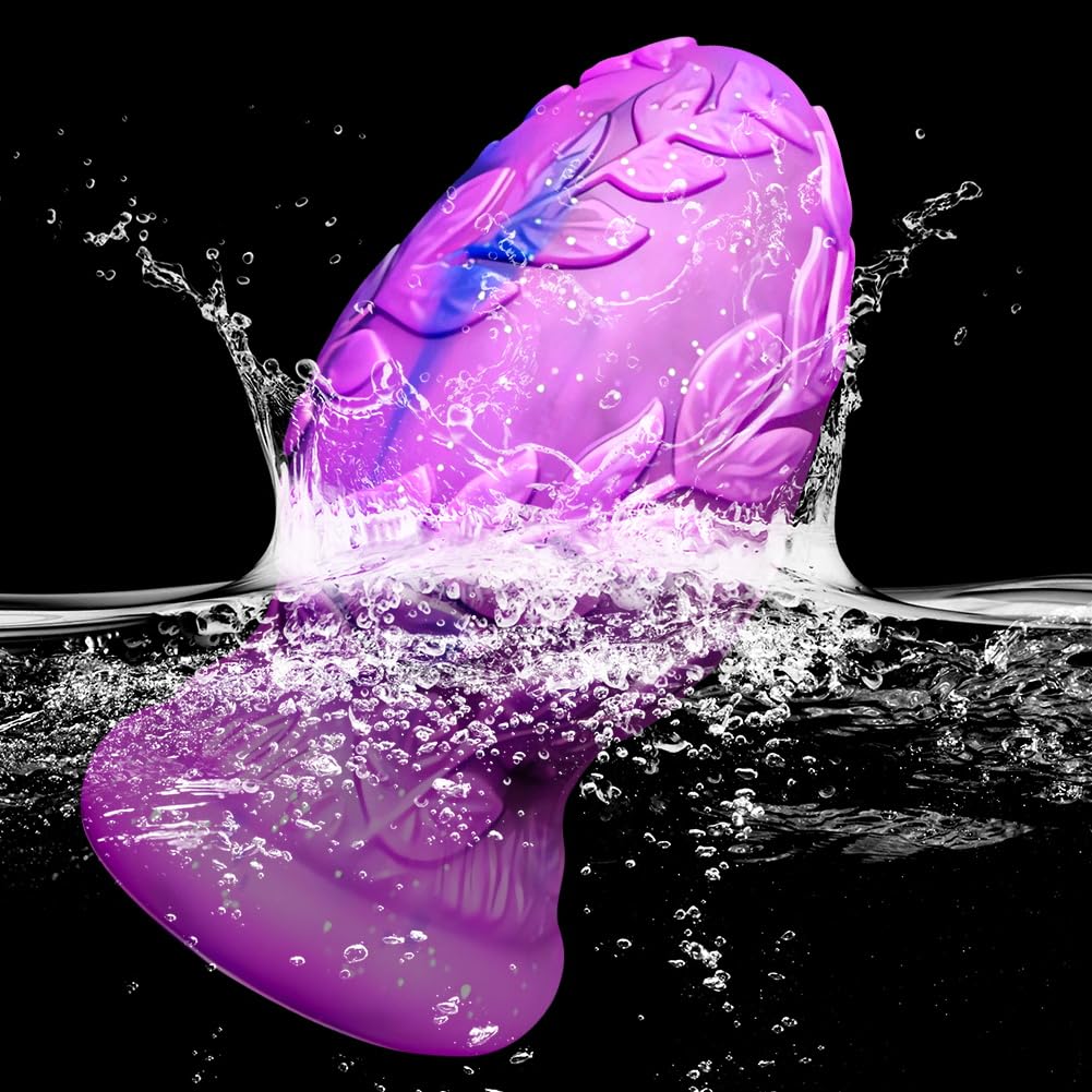 SXOVO Anal Plug Butt Plugs con forte ventosa 3D Leaf Pattern Fantasy Dildo anale Prostata G-Spot Stimolazione Sex Toy Dragon Eggs Anal Plug per donne uomini coppie (L)