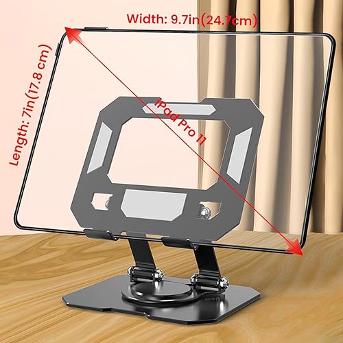 Miniatura 3 de Soporte para tablet para escritorio, soporte ajustable giratorio de 360°, soporte plegable de aluminio para tableta para iPad Pro, Air, Mini/Samsung