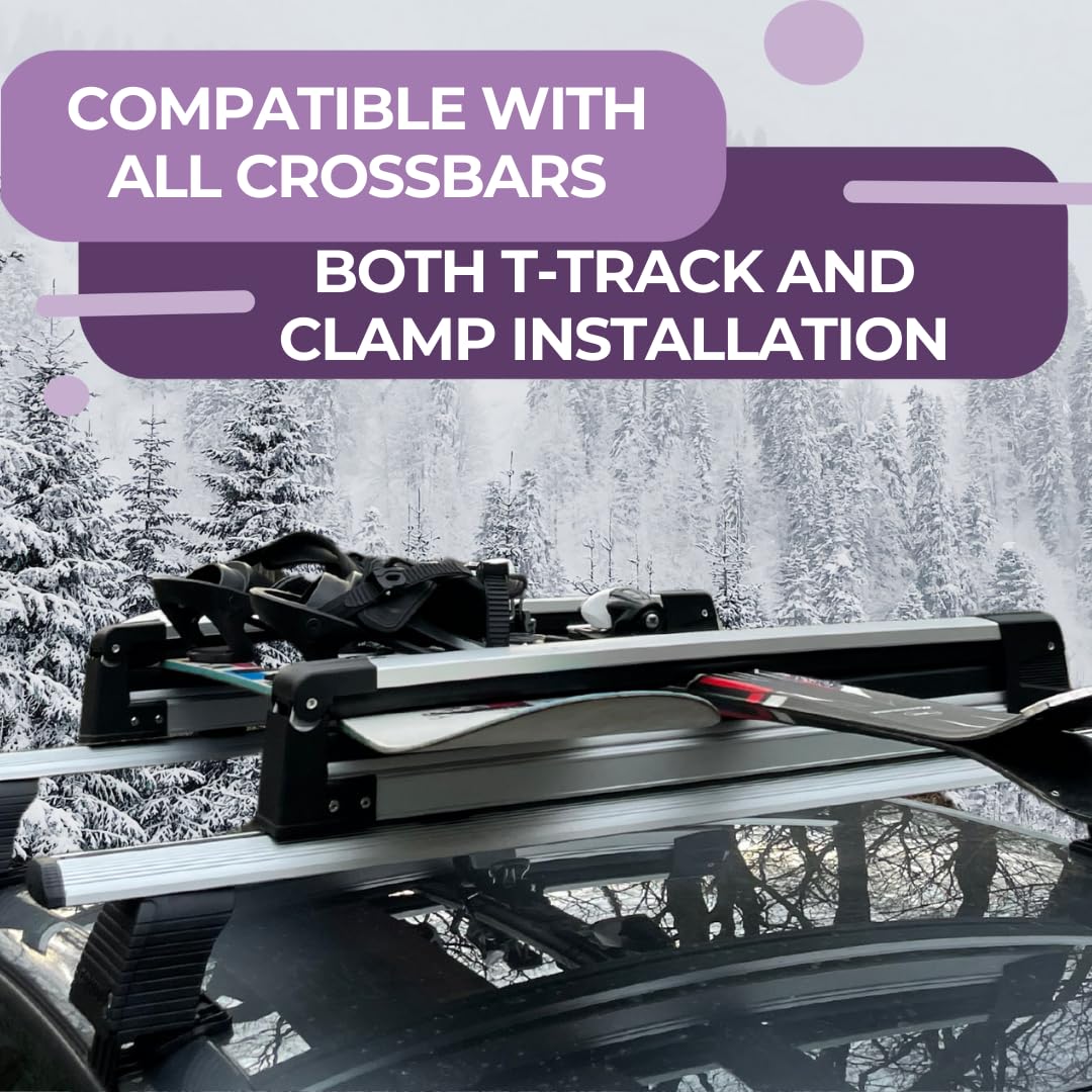 Snapklik.com : ERKUL Ski Rack For Car Roof - Universal Ski & Snowboard ...